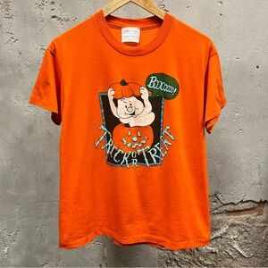 Vintage 1989 FreeStyle Fun Wear Halloween Ghost Orange T-Shirt Trick or Treat L